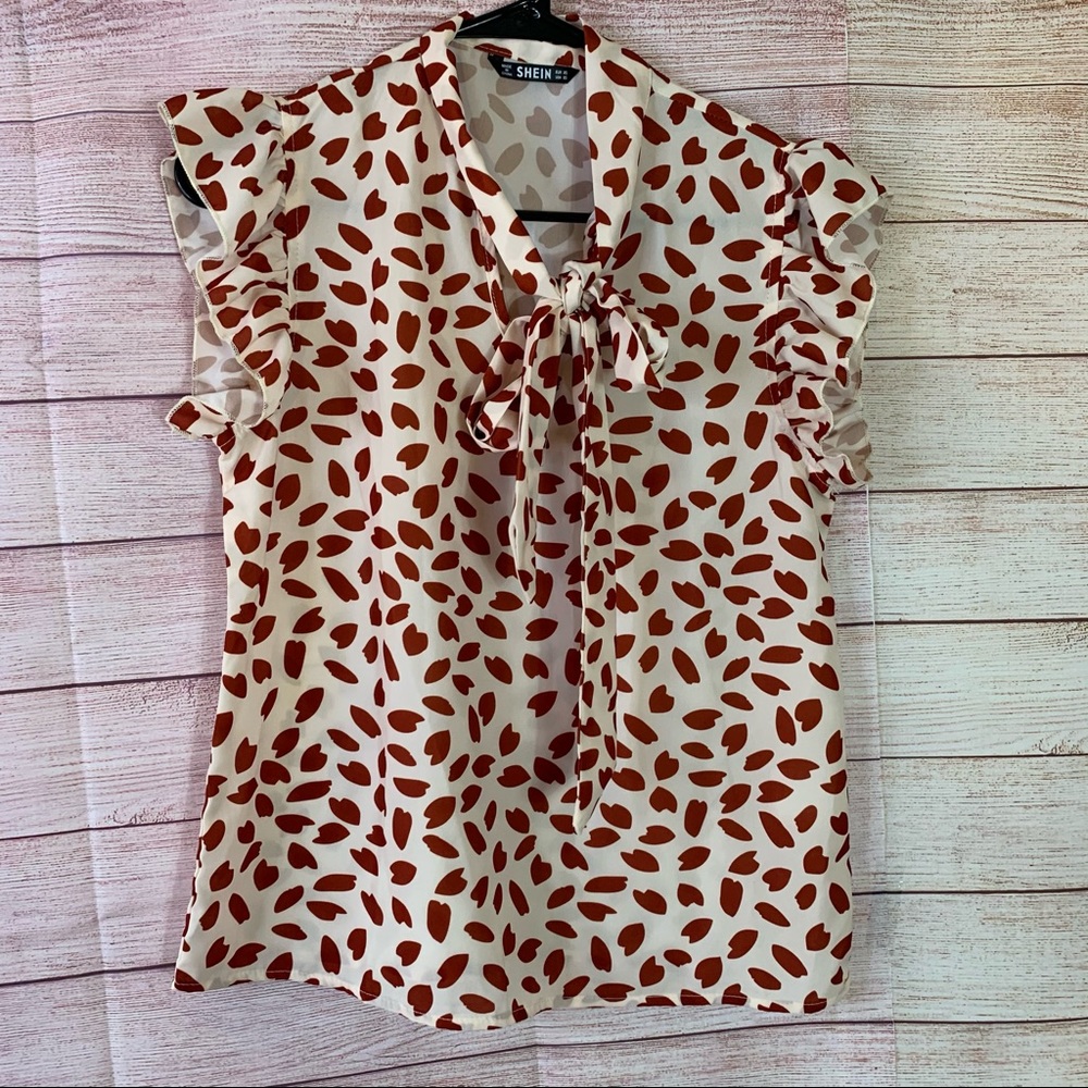 Shein Petal Bow Tie Blouse XS